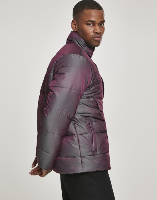 Мъжко зимно яке Urban Classics Shimmering Pull Over в сребрист цвят