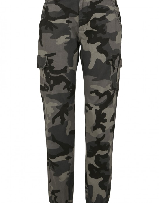 Дамски карго панталон в сив камуфлажен цвят Urban Classics Ladies High Waist Camo Cargo Pants 