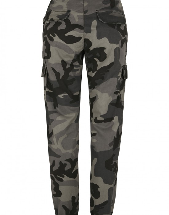 Дамски карго панталон в сив камуфлажен цвят Urban Classics Ladies High Waist Camo Cargo Pants 