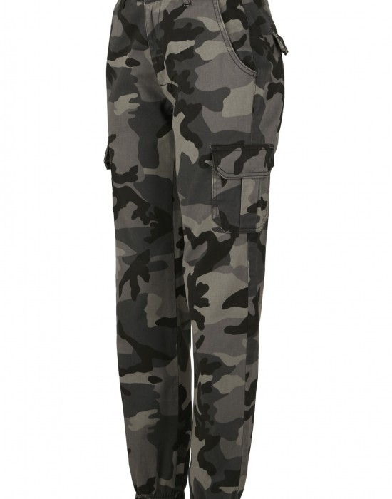 Дамски карго панталон в сив камуфлажен цвят Urban Classics Ladies High Waist Camo Cargo Pants 