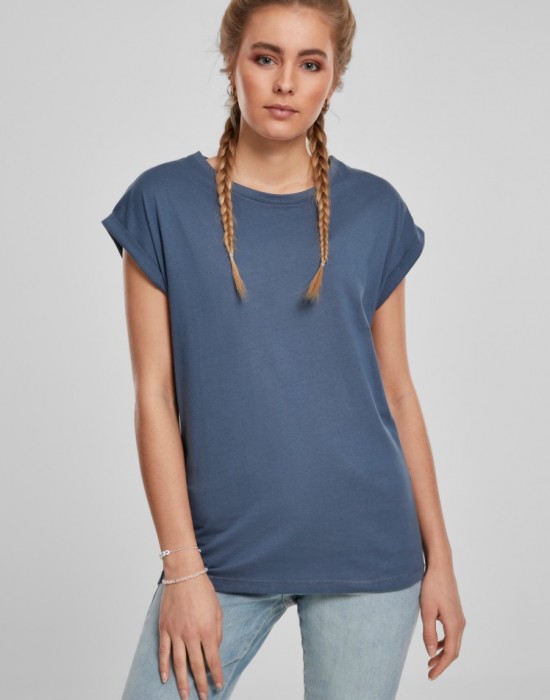 Дамска тениска в син цвят Urban Classics Ladies Extended Shoulder Tee vintageblue 