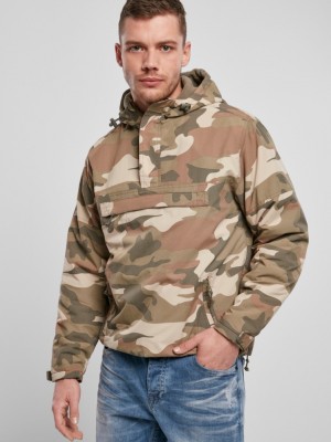 Ветровка с подплата в камуфлажен цвят Brandit Fleece Pull Over Windbreaker light woodland 
