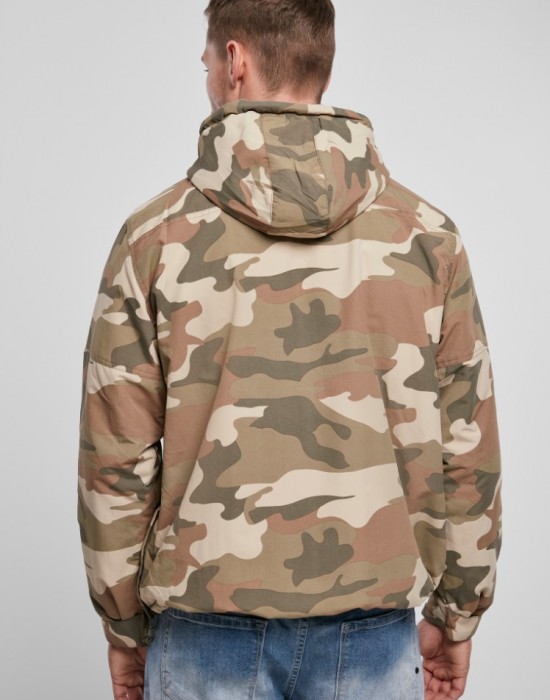 Ветровка с подплата в камуфлажен цвят Brandit Fleece Pull Over Windbreaker light woodland 