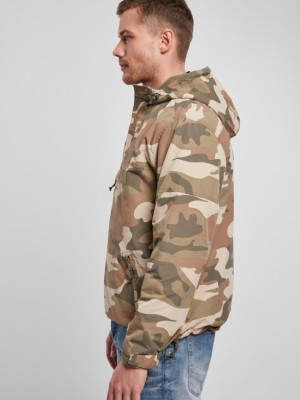 Ветровка с подплата в камуфлажен цвят Brandit Fleece Pull Over Windbreaker light woodland 