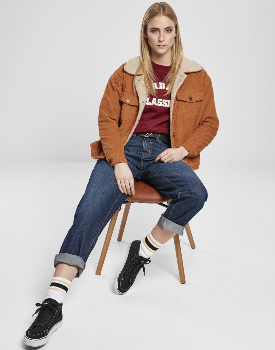 Дамско яке в бежово Urban Classics Ladies Oversize Sherpa Corduroy