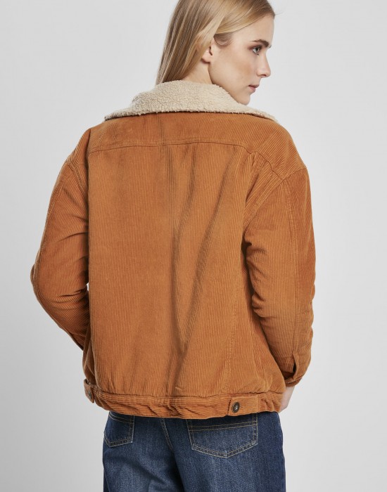 Дамско яке в бежово Urban Classics Ladies Oversize Sherpa Corduroy