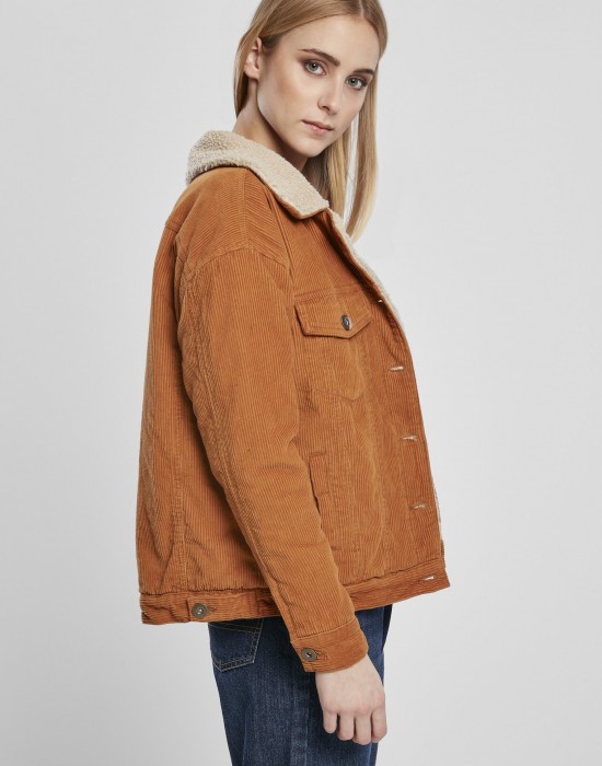 Дамско яке в бежово Urban Classics Ladies Oversize Sherpa Corduroy