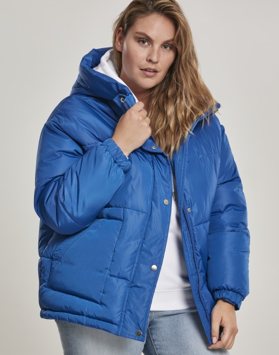 Дамско яке в синьо Urban Classics Ladies Oversized Hooded Puffer 
