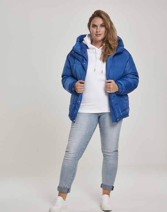 Дамско яке в синьо Urban Classics Ladies Oversized Hooded Puffer 