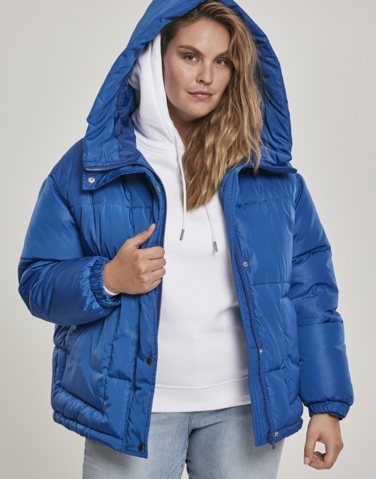 Дамско яке в синьо Urban Classics Ladies Oversized Hooded Puffer 