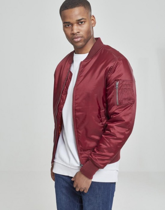 Мъжко яке тип бомбър Urban Classics burgundy в бордо