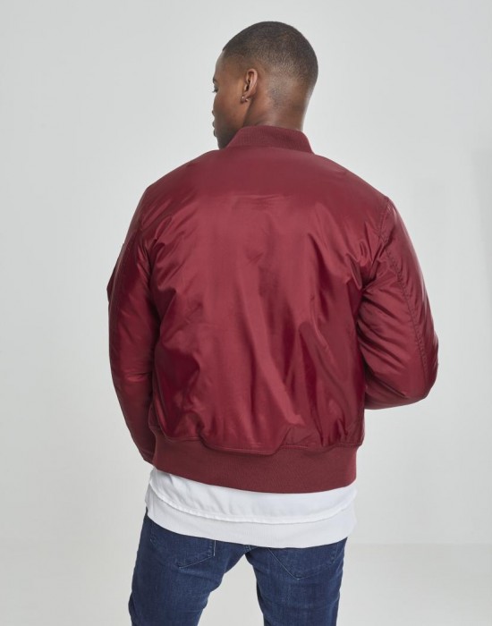 Мъжко яке тип бомбър Urban Classics burgundy в бордо