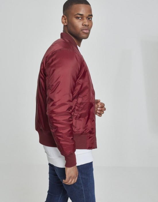 Мъжко яке тип бомбър Urban Classics burgundy в бордо