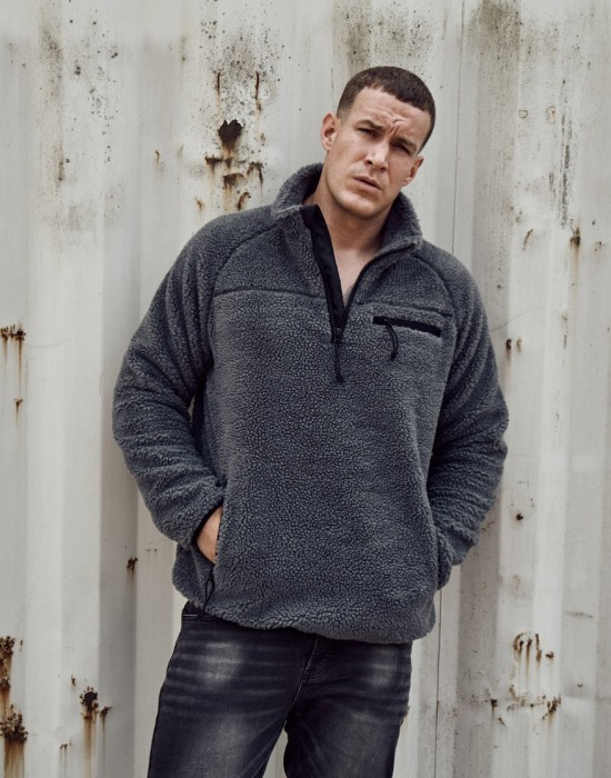 МЪЖКО ЯКЕ ОТ ПЛЮШЕН ПОЛАР В СИВО BRANDIT TEDDYFLEECE TROYER ANTHRACITE