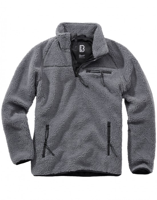 МЪЖКО ЯКЕ ОТ ПЛЮШЕН ПОЛАР В СИВО BRANDIT TEDDYFLEECE TROYER ANTHRACITE