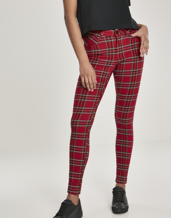 Дамски кариран панталон Urban Classics Ladies Skinny Tartan Pants 