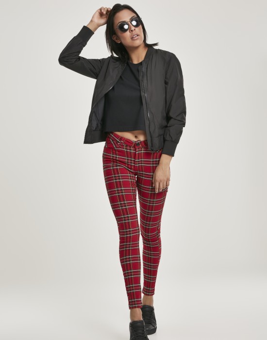 Дамски кариран панталон Urban Classics Ladies Skinny Tartan Pants 