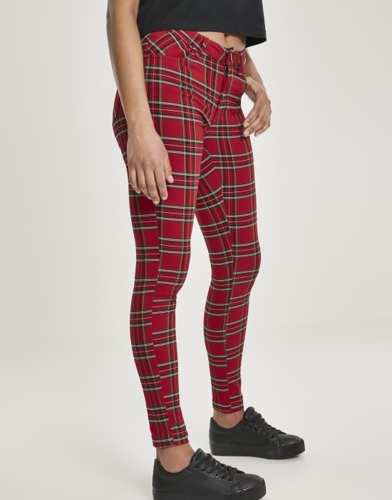 Дамски кариран панталон Urban Classics Ladies Skinny Tartan Pants 