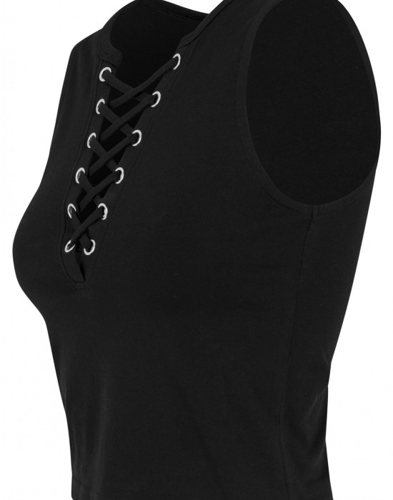 Дамски потник в черен цвят Urban Classics Ladies Lace Up Cropped Top black 