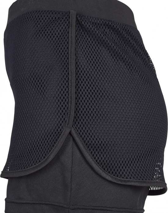 Дамски двуслойни мрежести къси панталони в черно Urban Classics Ladies Double Layer Mesh Shorts
