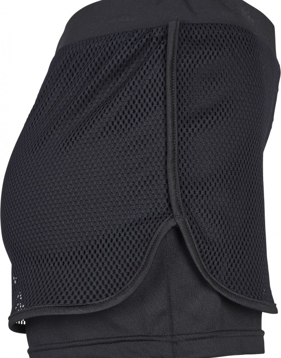 Дамски двуслойни мрежести къси панталони в черно Urban Classics Ladies Double Layer Mesh Shorts