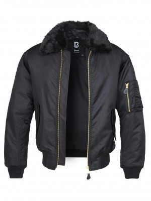 Авиаторско мъжко яке в черен цвят Brandit MA2 Jacket Fur Collar 