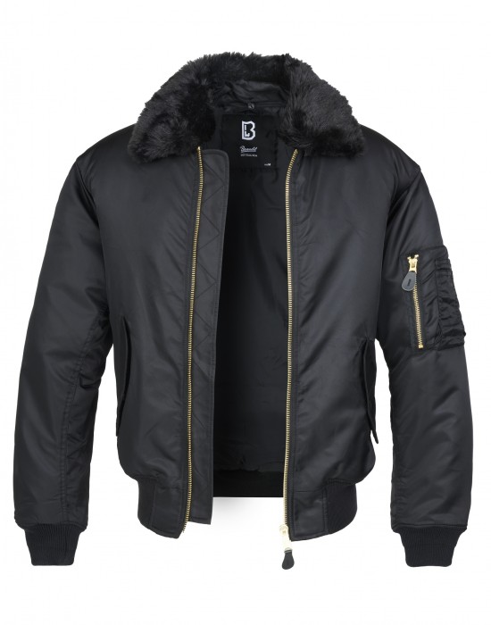 Авиаторско мъжко яке в черен цвят Brandit MA2 Jacket Fur Collar 