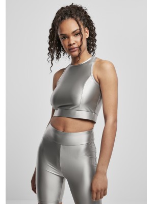 Дамски топ в сребрист цвят Urban Classics  Cropped Shiny 