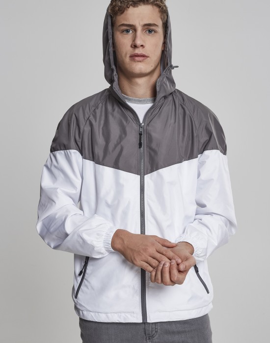 Мъжко спортно яке Urban Classics в сиво и бяло