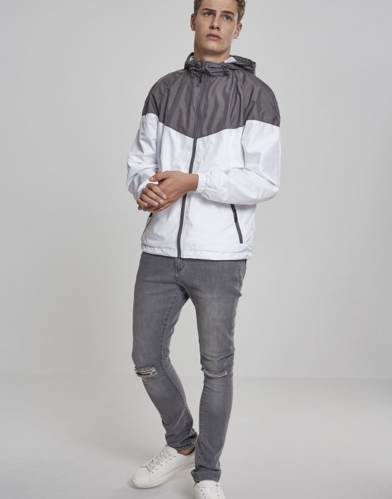 Мъжко спортно яке Urban Classics в сиво и бяло