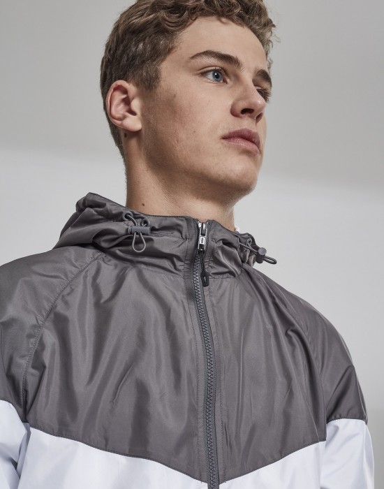 Мъжко спортно яке Urban Classics в сиво и бяло