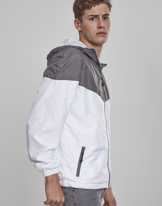 Мъжко спортно яке Urban Classics в сиво и бяло