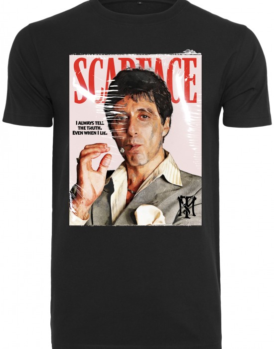 Мъжка тениска в черен цвят Merchcode Scarface Magazine Cover 