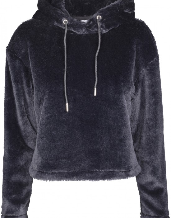 Дамски плюшен суичър Urban Classics в черен цвят