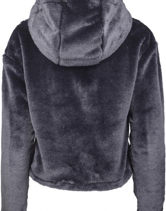 Дамски плюшен суичър Urban Classics в черен цвят
