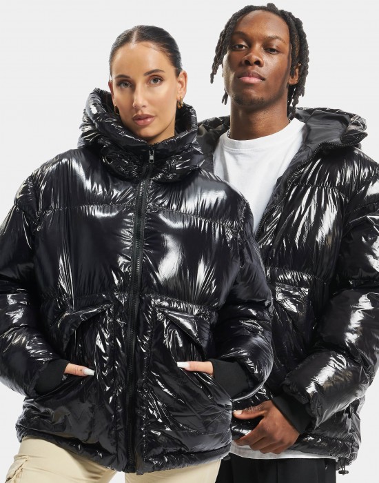 Зимно широко яке в черен цвят UNISEX DEF Jacket Shiny