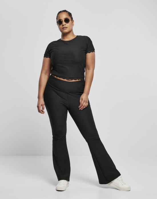 Дамска тениска с дантела в черен цвят Ladies Tee black