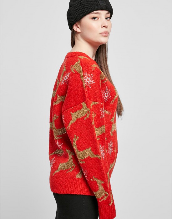 Дамски коледен пуловер в червен цвят Ladies Christmas Sweater