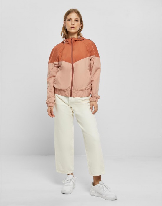 Дамска ветровка с качулка в цвят праскова Urban Classics Ladies Arrow Windbreaker