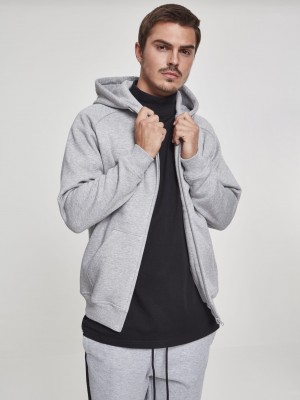 Мъжки изчистен суичър с цип Urban Classics в сив цвят