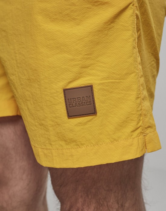 Мъжки плувни шорти Urban Classics Block в жълт цвят