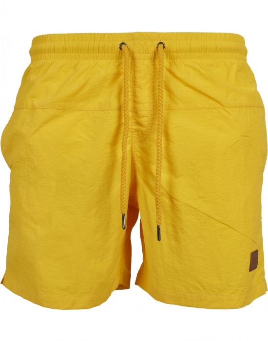 Мъжки плувни шорти Urban Classics Block в жълт цвят