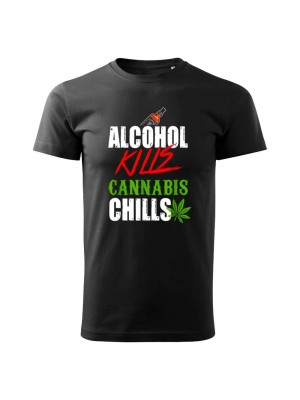 Мъжка в черен цвят Alcohol Kills Cannabis Chills