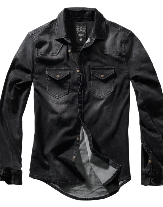 Мъжка дънкова риза в черен цвят Brandit Denim black 
