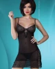 Прозрачна нощница с прашки в черен цвят Florizel, LivCo Corsetti Fashion, Нощници - Complex.bg