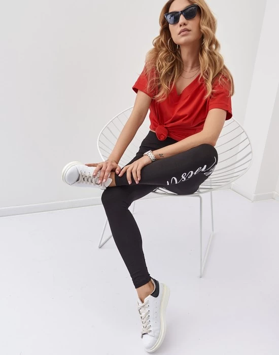 Спортен дамски клин с надписи в черен цвят 01340, FASARDI, Клинове - Complex.bg