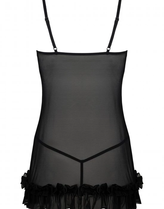 Нощница с прашки в черно Atanis, LivCo Corsetti Fashion, Нощници - Complex.bg