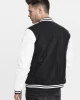 Мъжко колежанско яке Urban Classics blk/wht с кожени ръкави, Urban Classics, Якета - Complex.bg