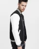 Мъжко колежанско яке Urban Classics blk/wht с кожени ръкави, Urban Classics, Якета - Complex.bg
