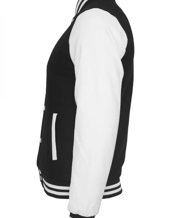 Мъжко колежанско яке Urban Classics blk/wht с кожени ръкави, Urban Classics, Якета - Complex.bg